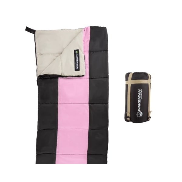 Leisure Sports Sleeping Bag, Lightweight, Carrying Bag with Compression Straps for Camping, Pink/Black, Kids 327814SOK - main